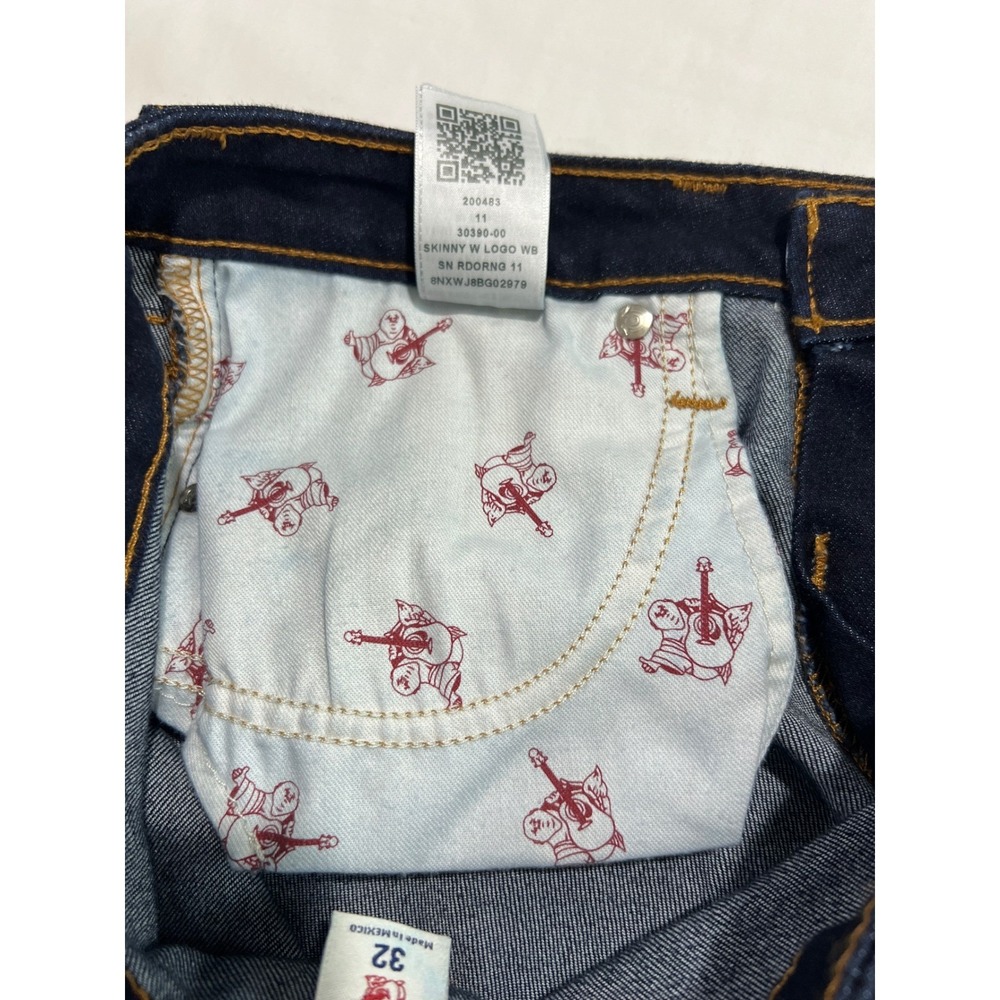 True Religion Skinny Jeans Women 32 Blue Logo Waistband Super Stretch Denim PF17 - Picture 6 of 16